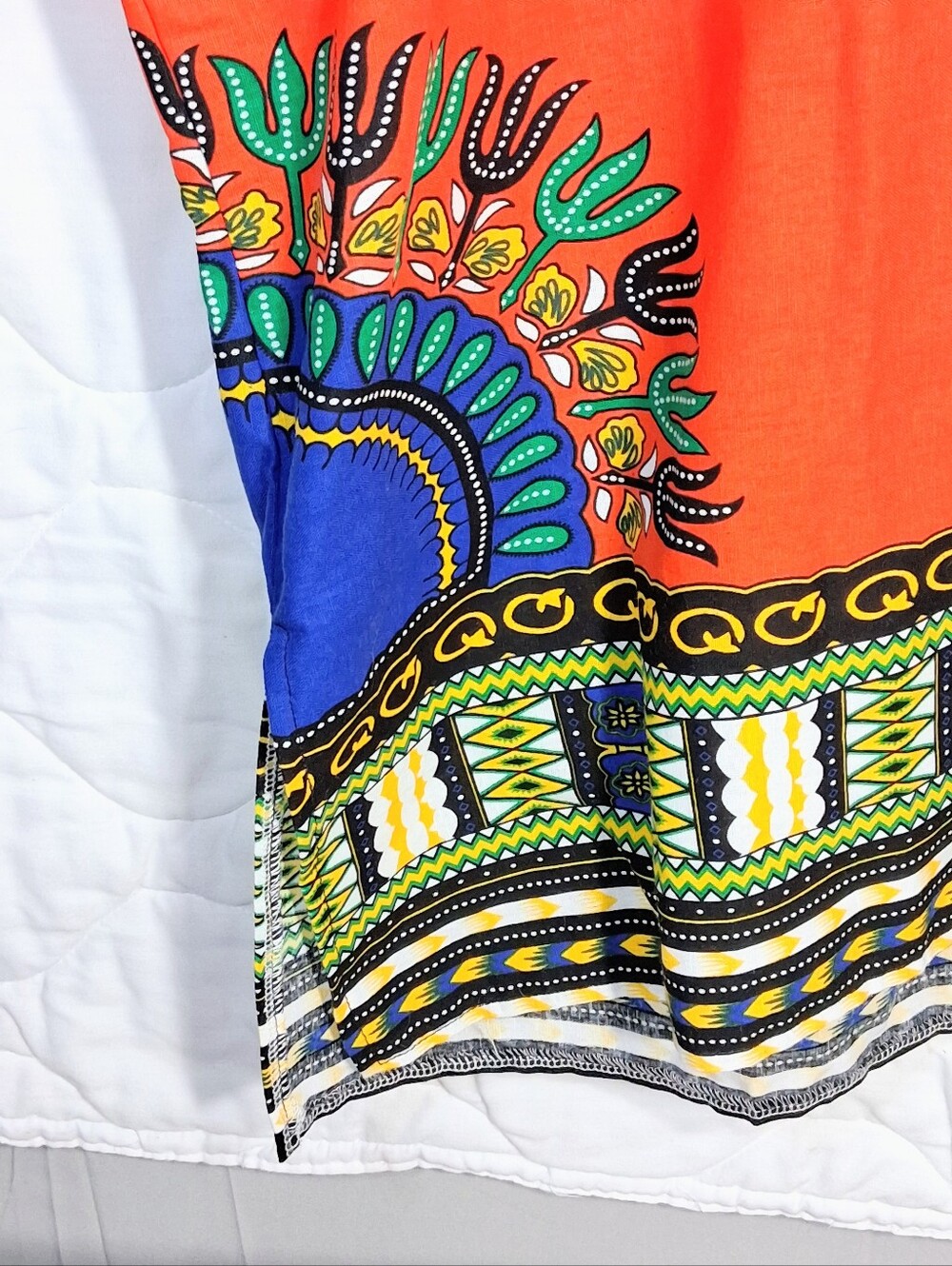 Dashiki Caftan "Angelina" Print Cultural Unisex Bulky Baggy V-neck Tunic Top - Picture 3 of 8